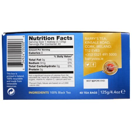 Barry's Tea, Mistura Descafeinada, 40 Sachês, 4.4 oz (125g) - Imagem 2