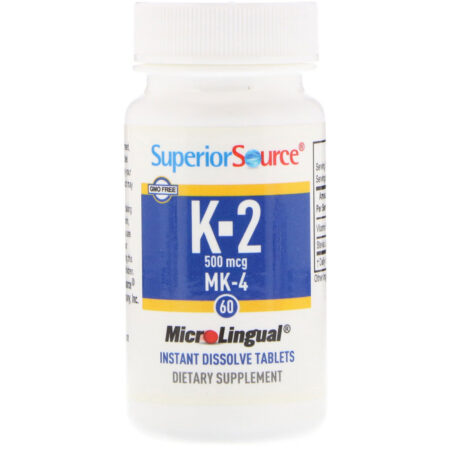 Superior Source, Vitamina K-2, 500 mcg, 60 comprimidos microlinguais solúveis instantâneos - Image 3