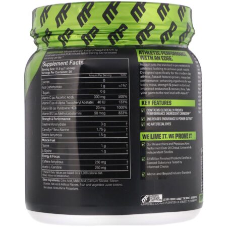 MusclePharm, Assault Energy + Strength, Pre-Workout, Fruit Punch, 12.17 oz (345 g) - Image 2