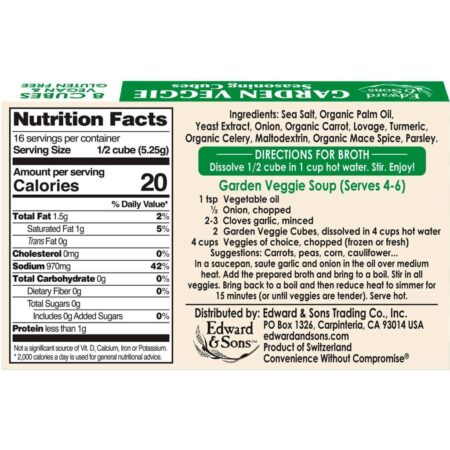Edward & Sons, Edward & Sons, Garden Veggie, Bouillon Cubes, 8 Cubes — foto 2 Edward & Sons, Edward & Sons, Garden Veggie, Bouillon Cubes, 8 Cubes — foto 2