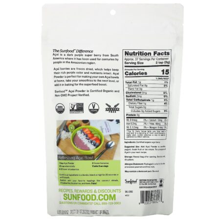 Sunfood, Pó de Açaí da Amazônia, 4 oz (113g) - Image 2