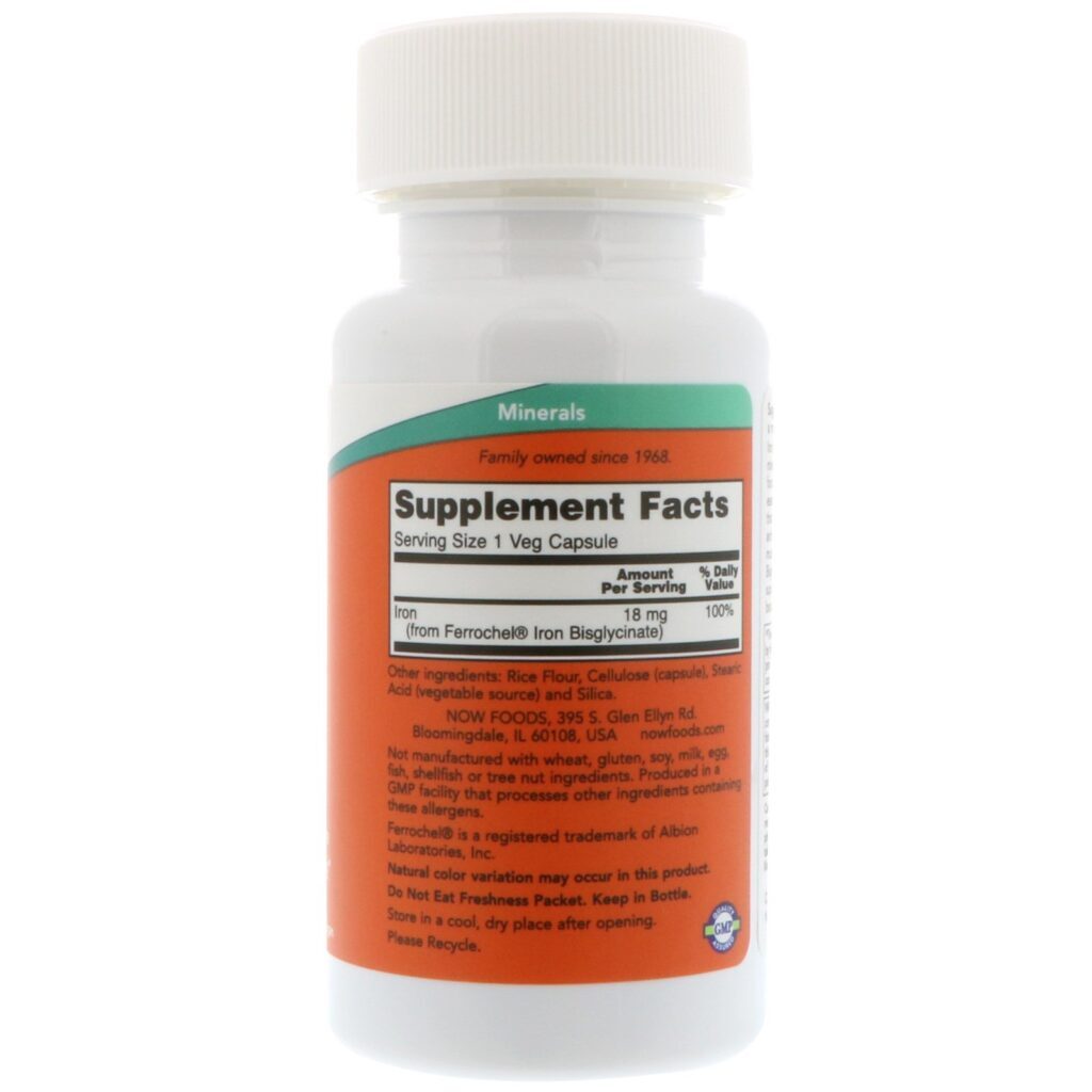 Now Foods, Ferro, 18 mg, 120 Cápsulas Vegetais - Imagem 2