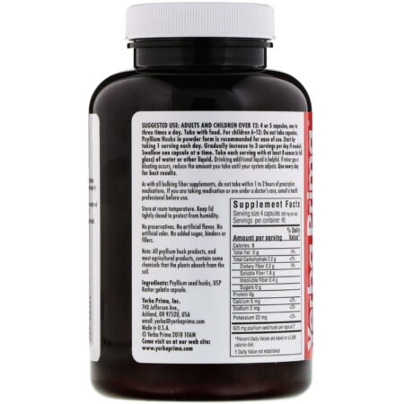 Yerba Prima, Cascas de Psyllium, 625 mg, 180 cápsulas - Image 2