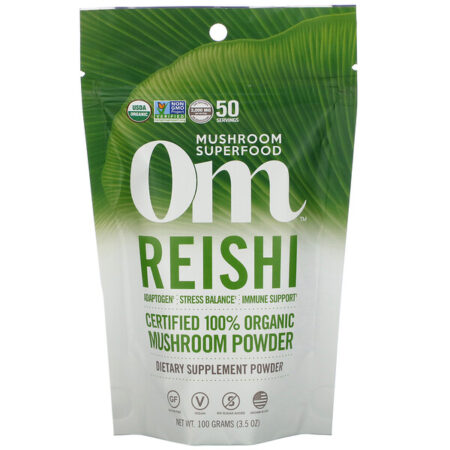 Om Mushrooms, Reishi, Certified 100% Organic Mushroom Powder, 3.5 oz (100 g)