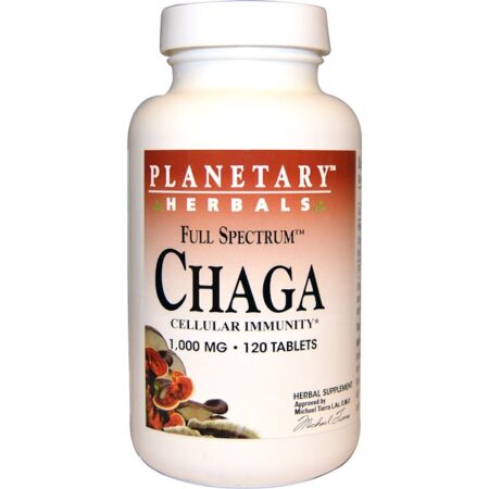 Planetary Herbals, Espectro Completo Chaga, 1.000 mg, 120 Comprimidos