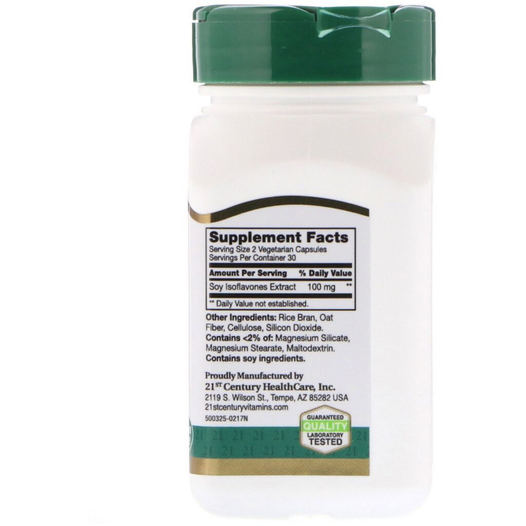21st Century, Soy Isoflavones Extract, Standardized, 60 Vegetarian Capsules - Imagem 2
