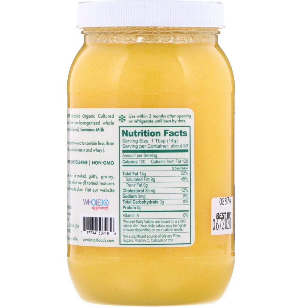 Pure Indian Foods, Ghee Cultivado Orgânico e Alimentado com Capim, 425 g (15 oz) - Imagem 2