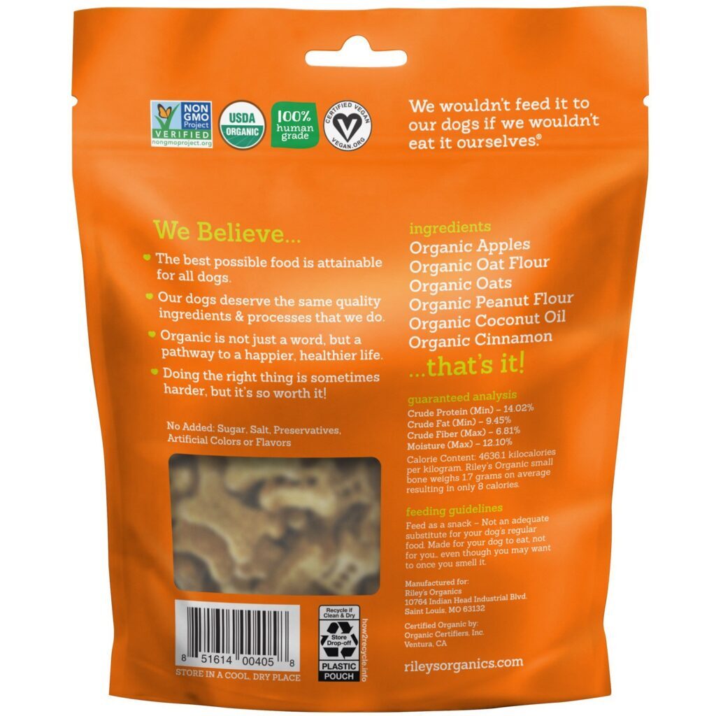 Riley’s Organics, Petiscos para Cães, Osso Pequeno, Receita de Maçã, 5 oz (142 g) - Imagem 2