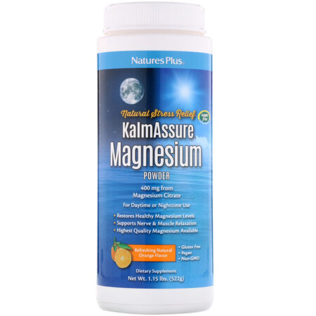 Nature's Plus, Kalmassure, Magnésio em Pó, Sabor Laranja, 400 mg, 522 g