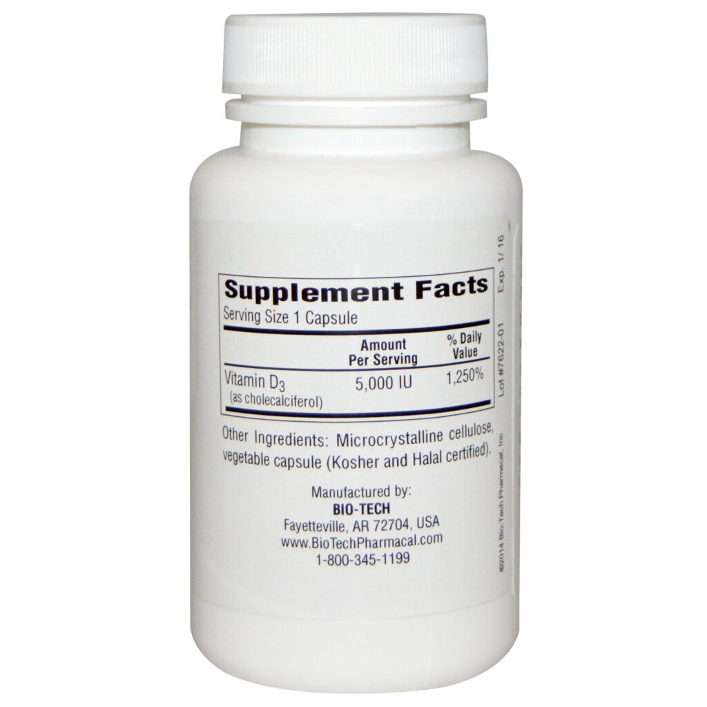 Bio Tech Pharmacal, D3-5 Cholecalciferol, 250 Capsules - Imagem 2