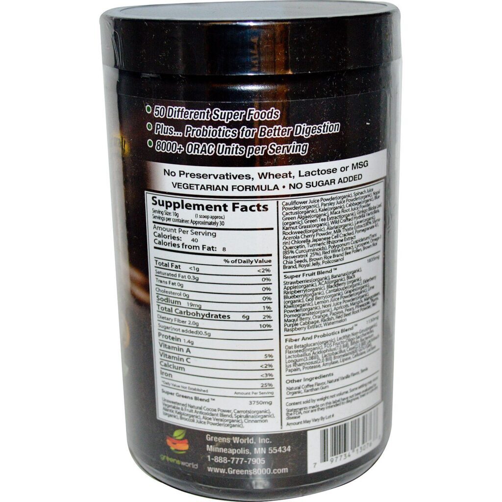 Greens World, Verdes Deliciosos 8000, Café Moca, 10.6 oz (300 g) - Imagem 2