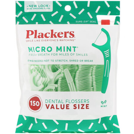 Plackers, Micro Mint, Limpador Dental, Tamanho do Valor, Hortelã, 150 Unidades