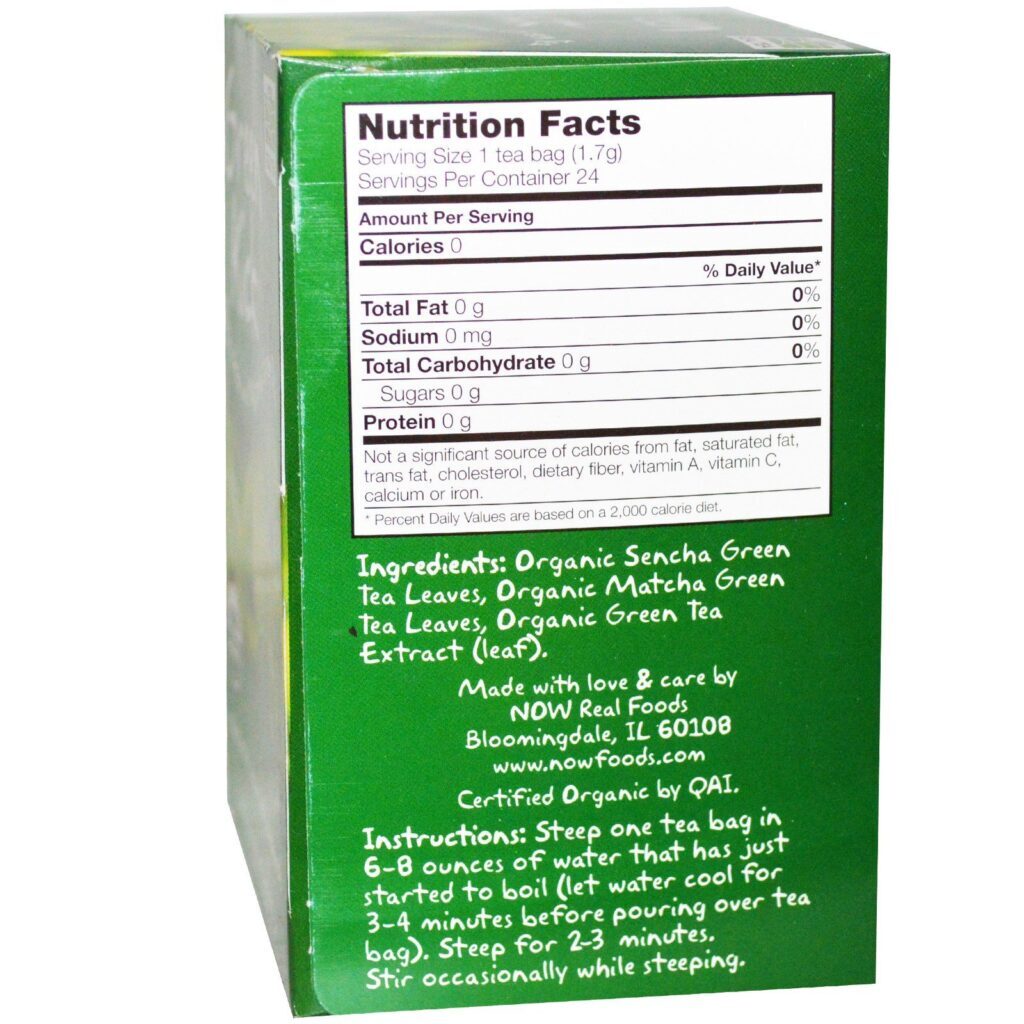 Now Foods, Chá de Verdade, Chá verde Sencha e Matcha, 24 sacos de chá, 1,44 oz (41 g) - Imagem 2