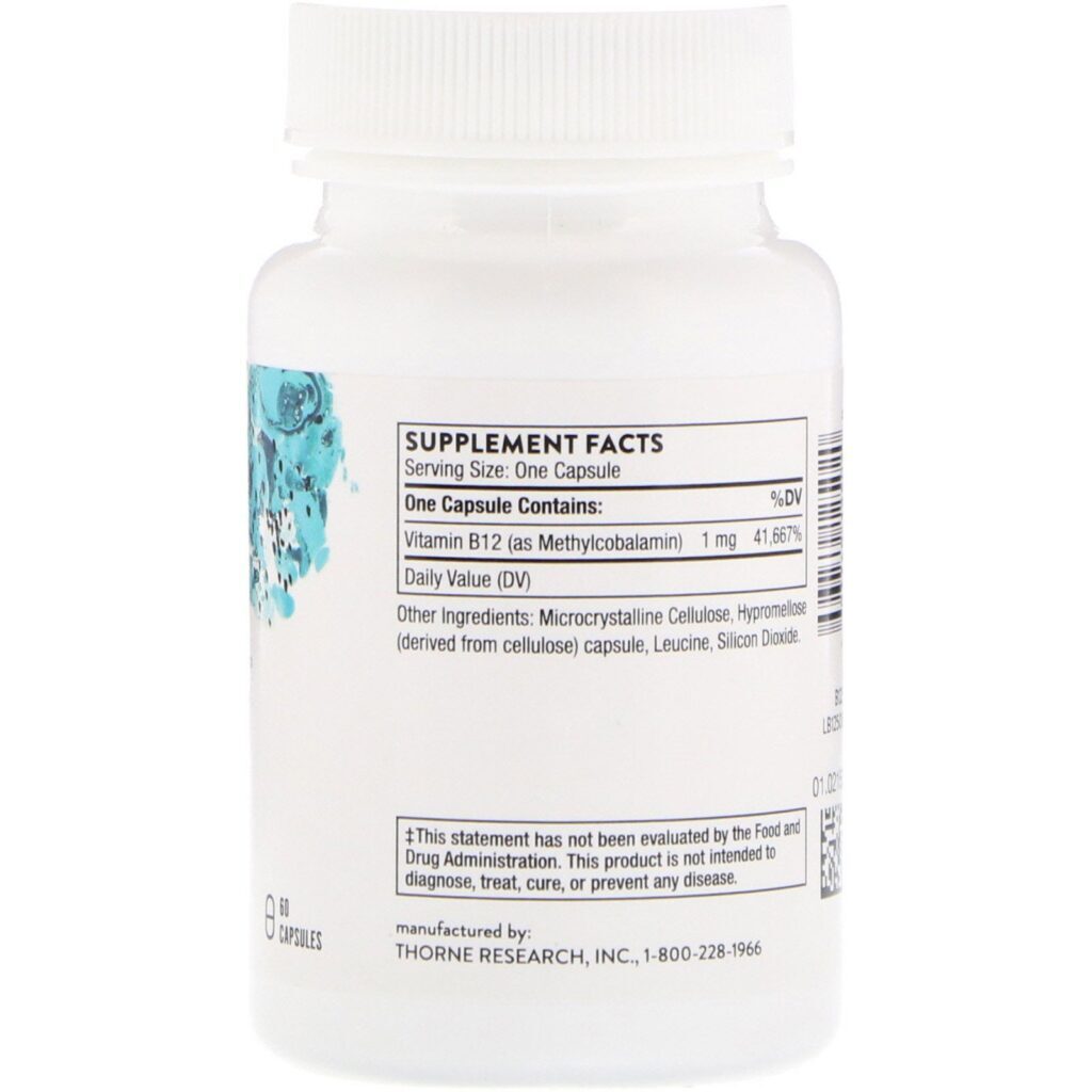 Thorne Research, Metilcobalamina, 60 Cápsulas - Imagem 2