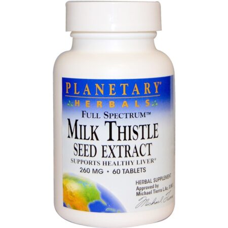 Planetary Herbals, Extrato de Semente de Cardo de Leite, Espectro Completo, 260 mg, 60 Tabletes