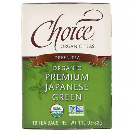 Choice Organic Teas, Green Tea, Organic Premium Japanese Green, 16 Tea Bags, 1.12 oz (32 g)