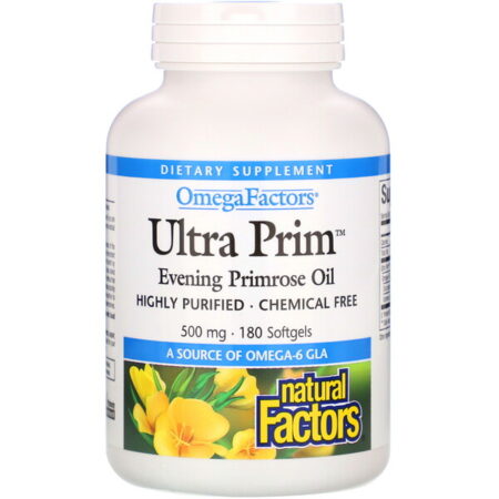 Natural Factors, OmegaFactors, Ultra Prim, Evening Primrose Oil, 500 mg, 180 Softgels