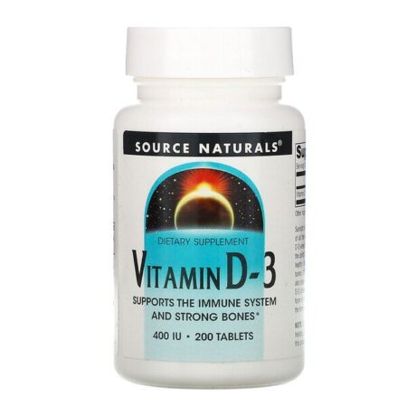 Source Naturals, Vitamina D-3, 400 UI, 200 tabletes