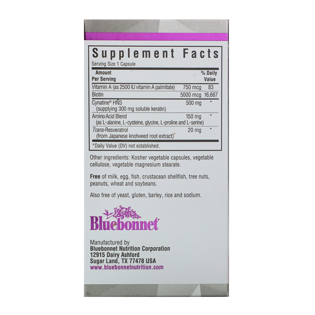 Bluebonnet Nutrition, Beautiful Ally, Tratamento de Queratina, 30 Cápsulas Vegetais - Imagem 2