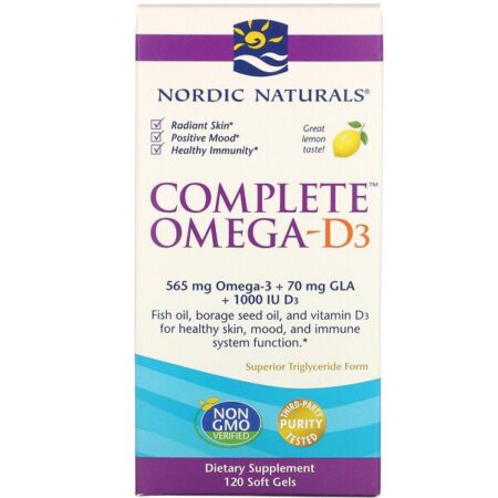 Nordic Naturals, Omega-D3 Completo, Limão, 1.000 mg, 120 Cápsulas Softgel