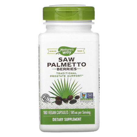 Nature's Way, Bagas de Saw Palmetto, 585 mg, 180 Cápsulas Vegetais