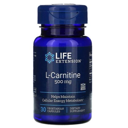 Life Extension, L-Carnitina, 500 mg, 30 Cápsulas Vegetais