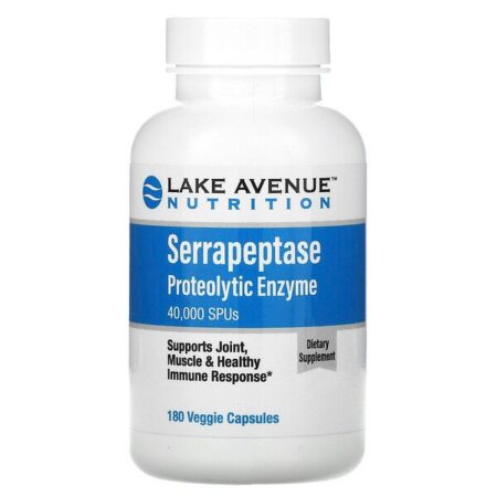 Lake Avenue Nutrition, Serrapeptase, Enzima Proteolítica, 40.000 SPUs, 180 Cápsulas Vegetais