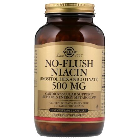 Solgar, No-Flush Niacin, 500 mg, 250 Vegetable Capsules