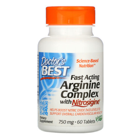 Doctor's Best, Complexo de Arginina de Ação Rápida com Nitrosigina, 75 mg, 60 Comprimidos