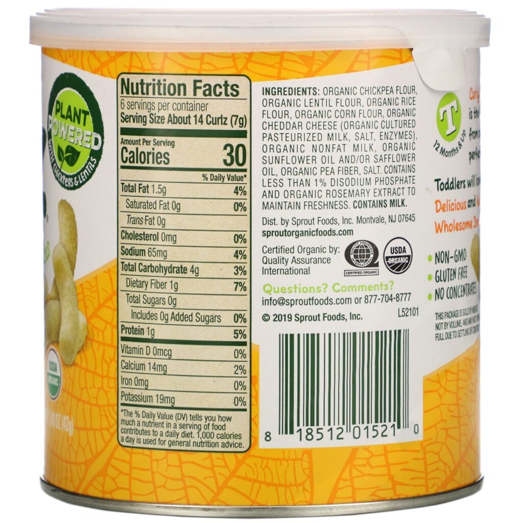 Sprout Organic, Curlz, Cheddar Branco, 42 g (1,48 oz) - Imagem 2