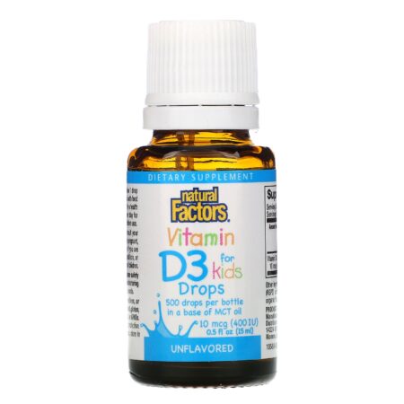 Natural Factors, Vitamina D3, Gotas, Sem Sabor, 400 UI, 15 ml (0,5 fl oz) - Image 3