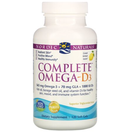 Nordic Naturals, Omega-D3 Completo, Limão, 1.000 mg, 120 Cápsulas Softgel - Image 3