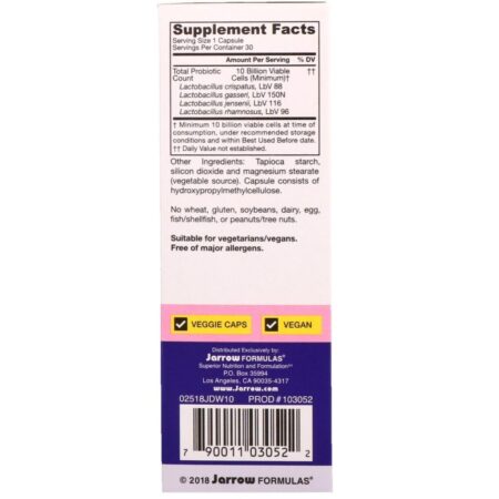 Jarrow Formulas, Jarro-Dophilus, Vaginal Probiotic, Women, 10 Billion, 30 Capsules - Imagem 2