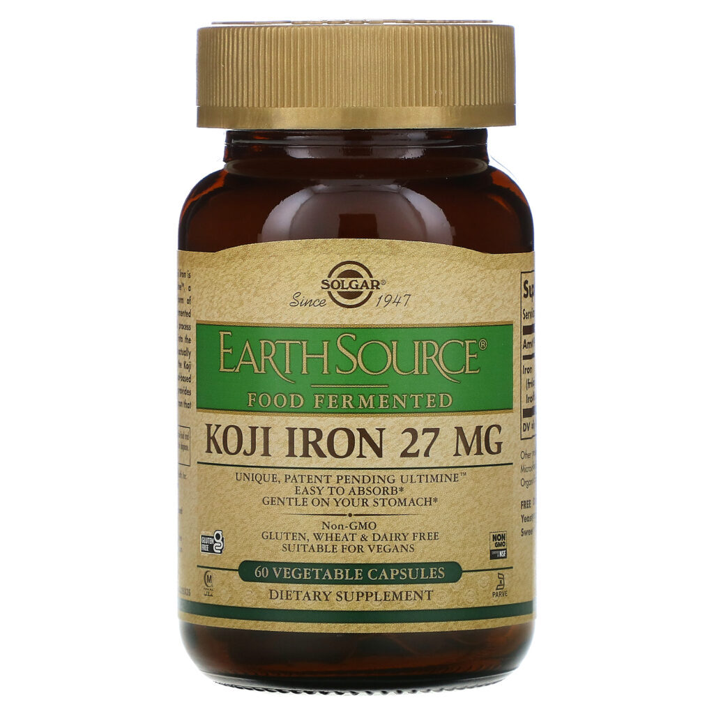 Solgar, EarthSource Food Fermented, Koji Iron, 27 mg, 60 Vegetable Capsules - Imagem 3