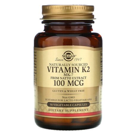 Solgar, Vitamina K2 de Origem Natural, 100 mcg, 50 Cápsulas Vegetais