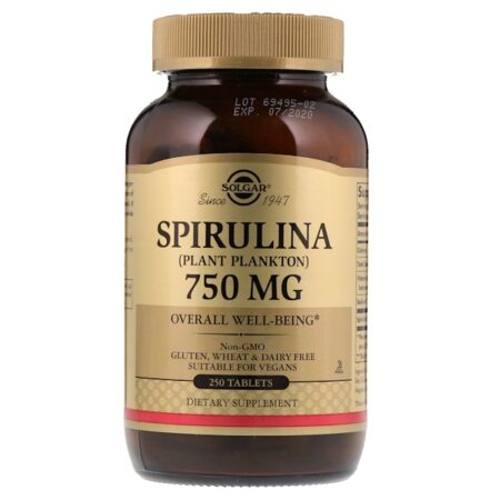 Solgar, Espirulina, 750 mg, 250 Comprimidos