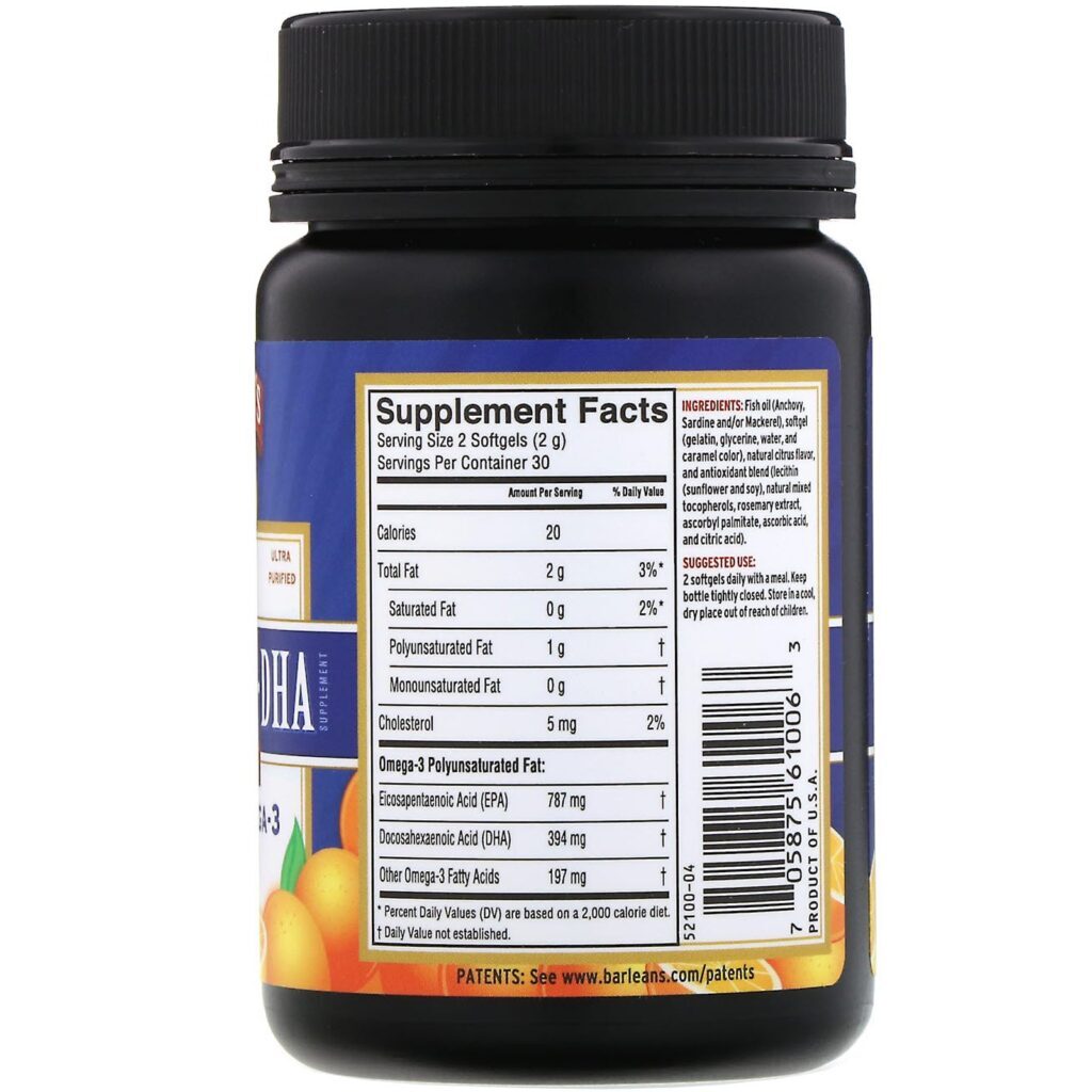 Barlean's, Fresh Catch Fish Oil, Omega-3, Ultra EPA/DHA, Orange Flavor, 60 Softgels - Imagem 2