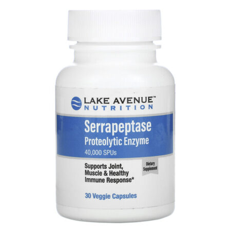 Lake Avenue Nutrition, Serrapeptase, Enzima Proteolítica, 40.000 SPUs, 30 Cápsulas Vegetais