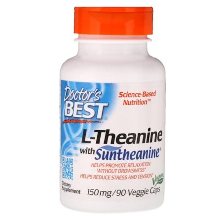 Doctor's Best, Suntheanine L-Theanina, 150 mg, 90 Cápsulas Vegetais