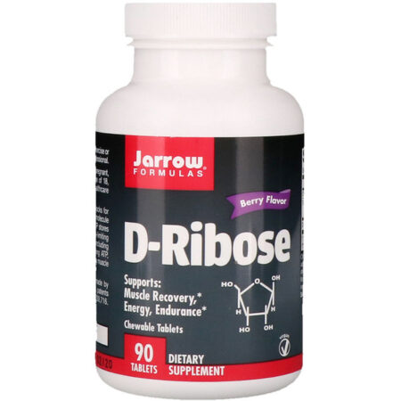 Jarrow Formulas, D-Ribose, Sabor de amora, 90 Comprimidos Mastigáveis