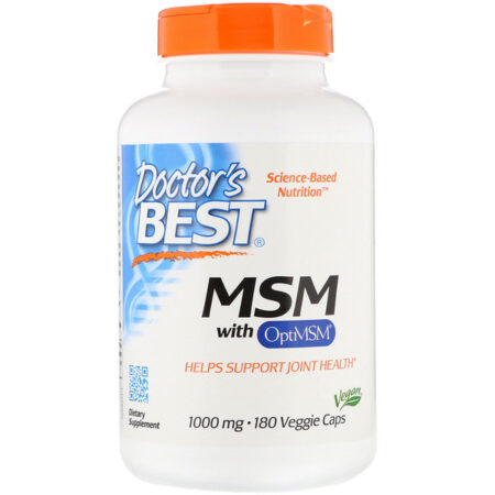 Doctor's Best, MSM com OptiMSM, 1.000 mg, 180 Cápsulas Vegetais