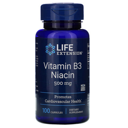 Life Extension, Vitamina B3 Niacina, 500 mg, 100 Cápsulas