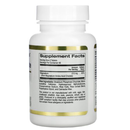 California Gold Nutrition, Magnesium Quelate, 210 mg, 90 Comprimidos - Image 2