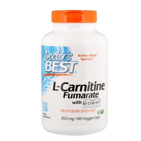 Doctor's Best, Fumarato L-Carnitina com Carnitinas Biosint, 855 mg, 180 Cápsulas Vegetais