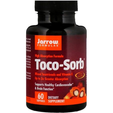 Jarrow Formulas, Toco-Sorb, Mistura de Tocotrienóis e Vitamina E, 60 Cápsulas Softgel