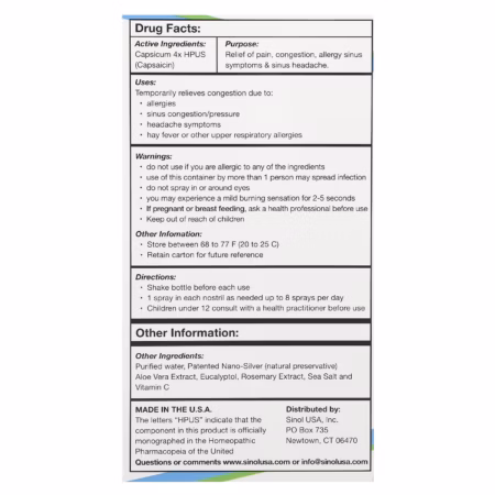 Sinol, SinolM, Spray Nasal Completamente Natural, Alívio Rápido da Alergia e da Sinusite, 15 ml - Imagem 3