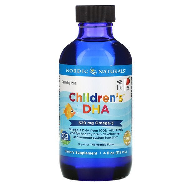 Nordic Naturals, Children's DHA, Morango, Idades 1 a 6, 530 mg, 119 ml (4 fl oz)