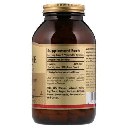 Solgar, L-Lisina, 500 mg, 250 Cápsulas Vegetais - Imagem 2