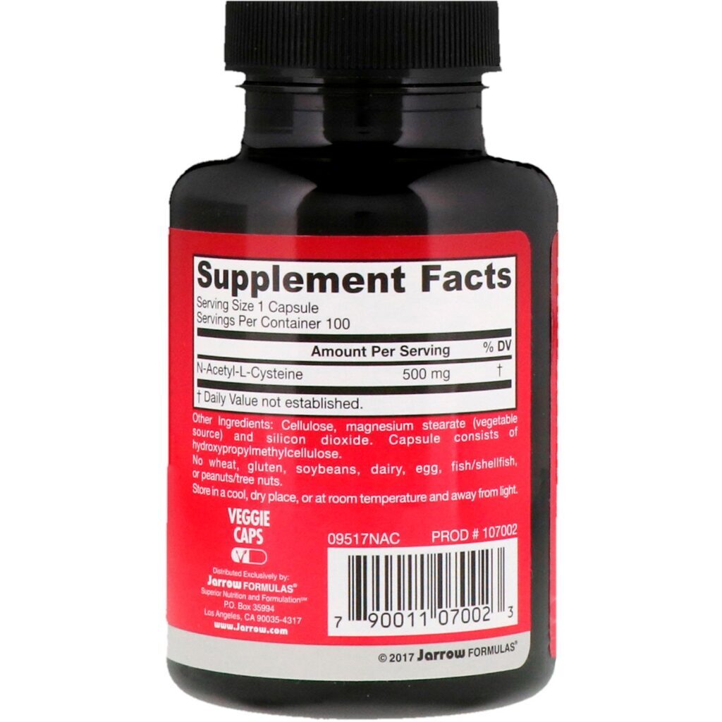 Jarrow Formulas, Acetilcisteína N-A-C, 500 mg, 100 Cápsulas Vegetais - Imagem 2