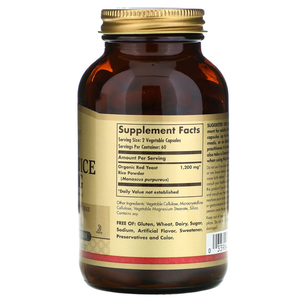 Solgar, Arroz Fermentado Vermelho, 600 mg, 120 Cápsulas Vegetais - Imagem 2